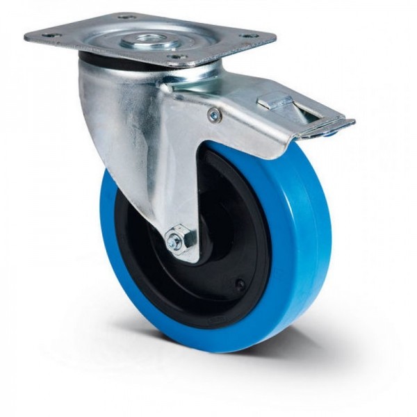 Blue Castor Tente with automatic 360º Fixing device + Brake