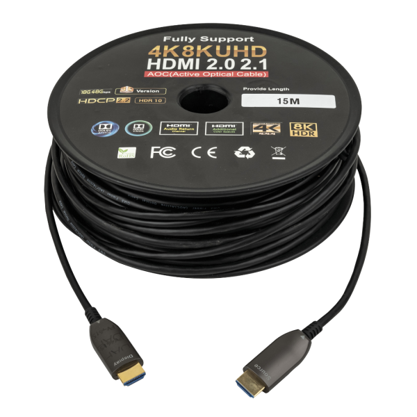 HDMI FIBERCABLE MALE-MALE  2.0 AOC 4K 15M DAP