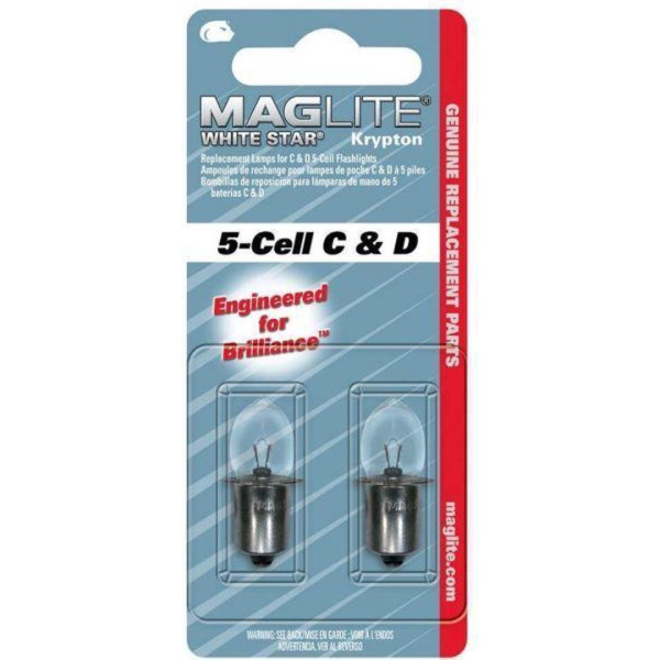Reservelampjes White Star Krypton voor Maglite 5-cell C & D (2 stuks)