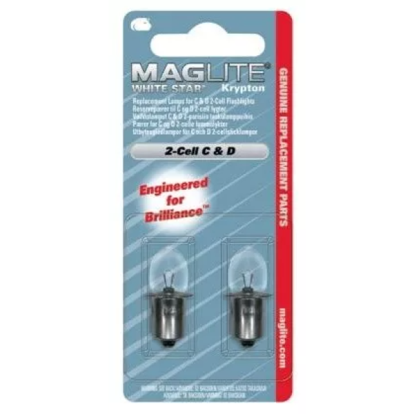 Reservelampjes White Star Krypton voor 2-cell C & D (2 stuks) Reservelampjes White Star Krypton voor 2-cell C & D (2 stuks)
