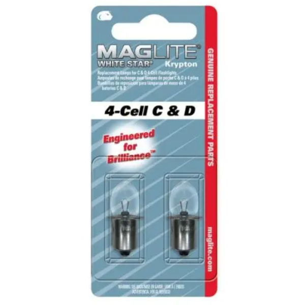 Reservelampjes White Star Krypton voor 4-cell C & D (2 stuks) Reservelampjes White Star Krypton voor 4-cell C & D (2 stuks)
