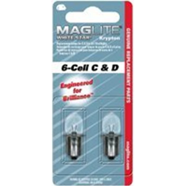 Reservelampjes White Star Krypton voor 6-cell C & D (2 stuks) Reservelampjes White Star Krypton voor 6-cell C & D (2 stuks)