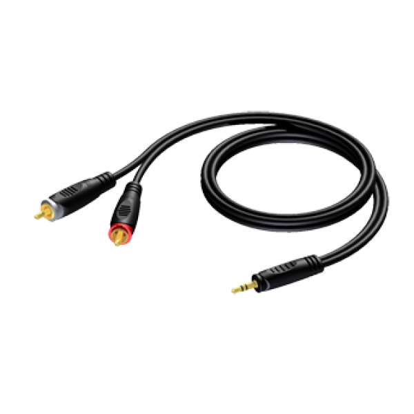 REF711/3-H JACK 3.5 MM MALE STEREO TO 2 X RCA MALE 3 M PROCAB 