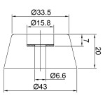 F1615 RUBBEREN VOET MET STALEN RING 43 X 19 MM PENN ELCOM