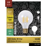 LED GLOBE 80 HELDER E27 6 WATT 2200K SEGULA