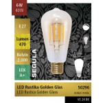 LED RUSTIKA GOLDEN GLASS E27 6 WATT 2000K SEGULA