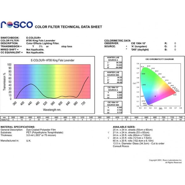 E-COLOUR #706 KING FALS LAVENDER ROSCO