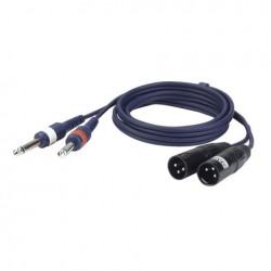 SIGNAAL KABEL 2 UB JACK MONO L/R > 2 XLR M 3P 3METER DAP AUD