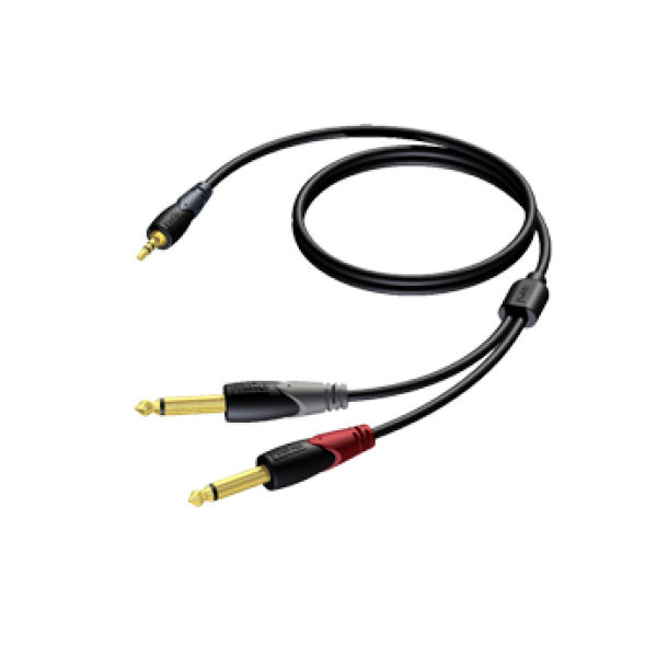 CLA713/3 STEREO JACK 3.5 MM MANNELIJK NAAR 2 X JACK MANNELIJK 3 M PROCAB 