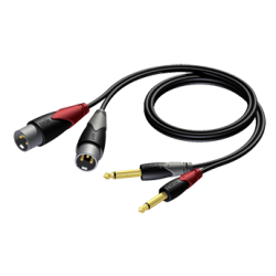 CLA708/1.5 2 X XLR MALE TO 2 X JACK MALE 1.5 M PROCAB