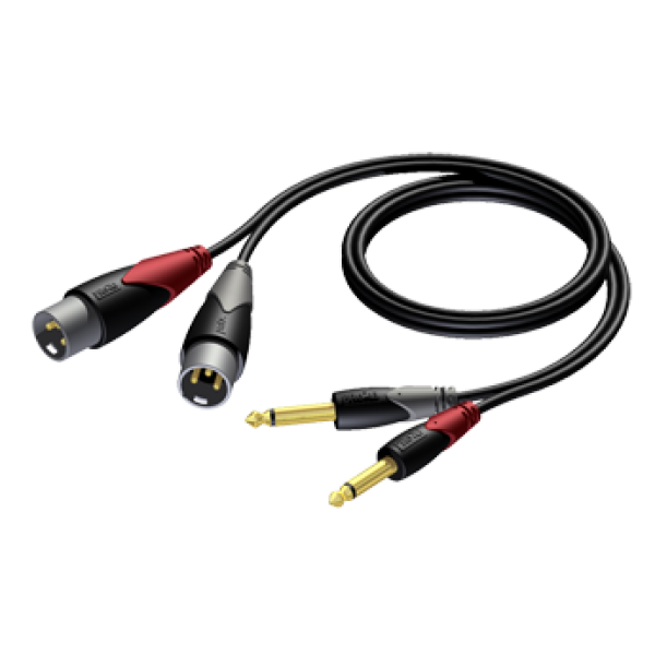 CLA708/1.5 2 X XLR MALE TO 2 X JACK MALE 1.5 M PROCAB