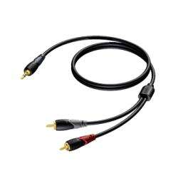 CLA711/1.5 MINI JACK 3.5 MM NAAR 2 X RCA MANNELIJK 1.5 M PROCAB