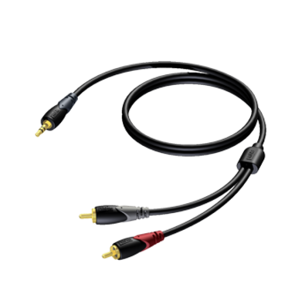 CLA711/5 MINI JACK 3.5 MM NAAR 2 X RCA MANNELIJK 5 M PROCAB