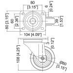 W0985/80 BRAKED SWIVEL CASTOR WITH 80MM BLUE WHEEL PENN ELCOM