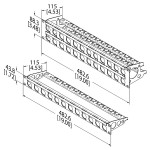 1U PANEL WITH CABLE SUPPORT BAR FOR 16 NEUTRIK D-SIZE CONNECTORS PENN ELCOM