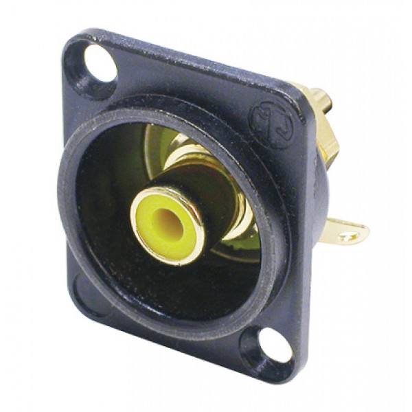 NF2D-B-4 RCA CHASSIS BLACK HOUSING D-SIZE YELLOW NEUTRIK