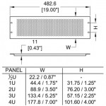 R1286/2UVK STEEL VENTED U-SHAPED RACK PANEL 2U BLACK PENN ELCOM