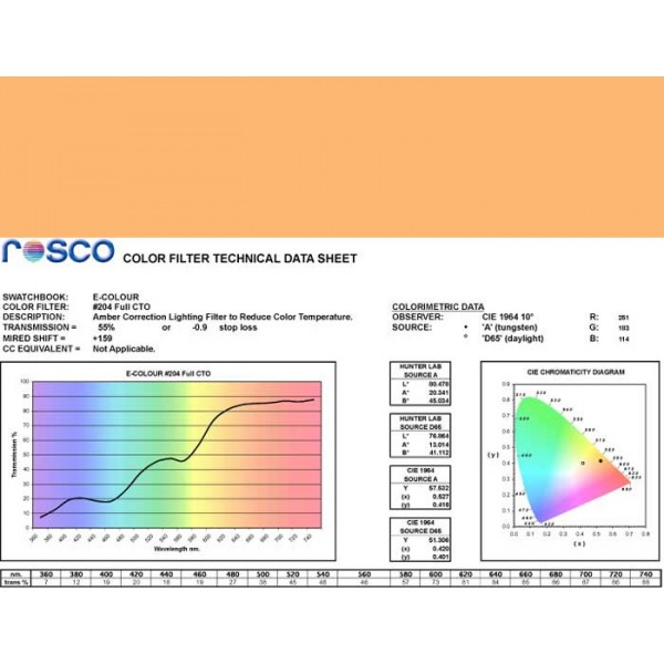 E-COLOUR #204 FULL CT ORANGE ROSCO