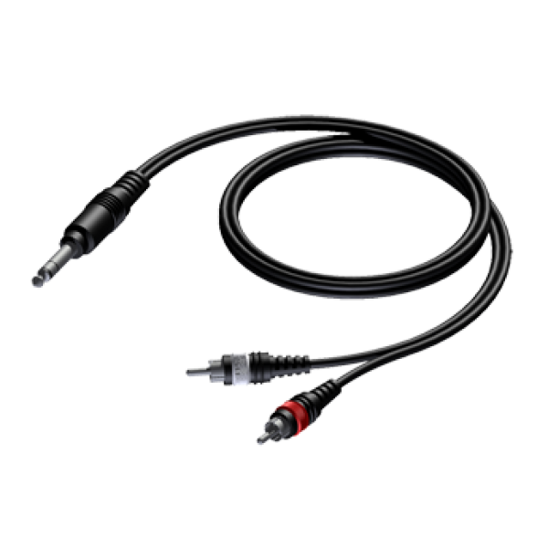 CAB719/3 JACK MALE STEREO TO 2 X RCA MALE 3 M PROCAB