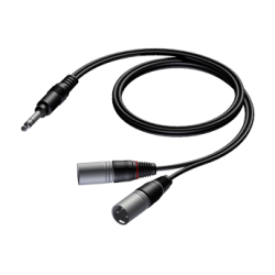 CAB733/1.5 STEREO JACK MALE TO 2 X XLR MALE 1.5 M PROCAB