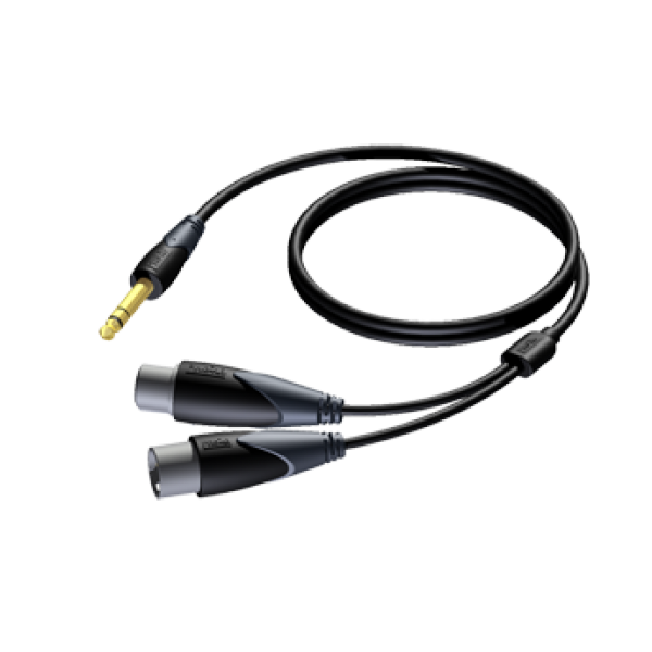 CLA709/1.5 PROCAB 6.3 mm Jack(m) stereo naar XLR(m)/XLR(v) - EOL