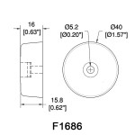 F1686 LARGE RUBBER FOOT WITH STEEL WASHER 40 X 15 MM PENN ELCOM