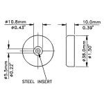 F1687 MEDIUM RUBBER FOOT WITH STEEL WASHER 38 X 10 MM PENN ELCOM