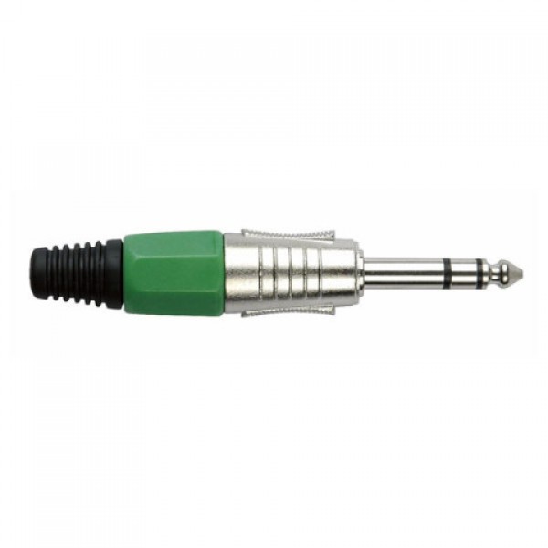 DAP JACKPLUG 6.3 STEREO NIKKEL WITH GREEN ENDCAP