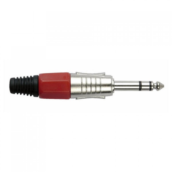 DAP JACKPLUG 6.3 STEREO NIKKEL WITH RED ENDCAP