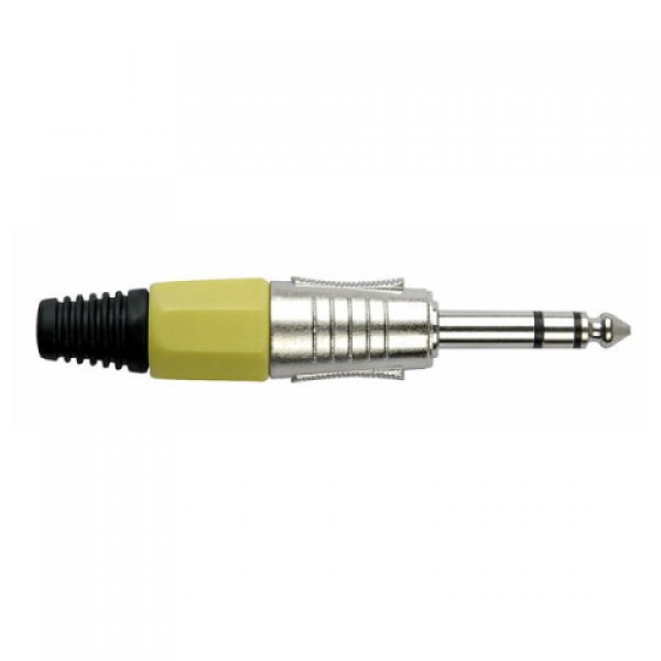 DAP JACKPLUG 6.3 STEREO NIKKEL WITH YELLOW ENDCAP