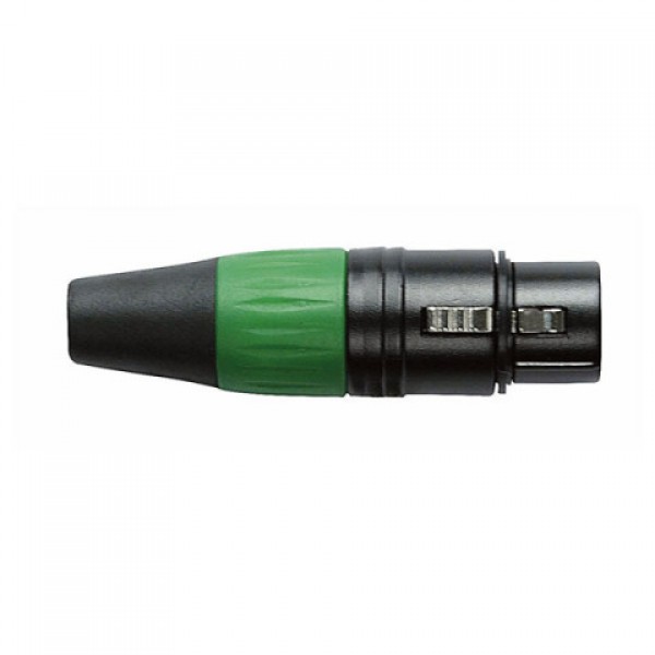 XLR CONNECTOR FEMALE, BLACK HOUSING - GREEN