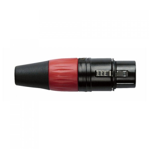 XLR CONNECTOR FEMALE, BLACK HOUSING - RED