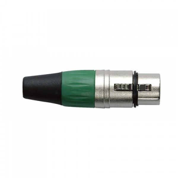 XLR CONNECTOR FEMALE, NICKEL HOUSING - GREEN