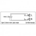 XGA17 MINI JACK STEREO MANNELIJK NAAR 2 X RCA VROUWELIJK DAP AUDIO