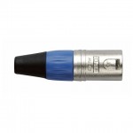 N-CON XLR PLUG 3 POLE NIKKEL MALE WITH BLUE ENDCAP