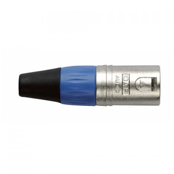 N-CON XLR PLUG 3 POLE NIKKEL MALE WITH BLUE ENDCAP