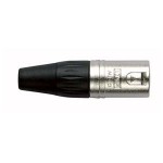 N-CON XLR PLUG 3 POLE NIKKEL MALE WITH BLACK ENDCAP